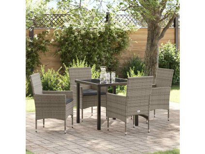 Zahradní jídelní souprava s polštářem 5 pcs Šedá polyratan 3379787