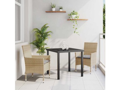 Zahradní jídelní souprava s polštářem 3 pcs Béžová polyratan 3379793