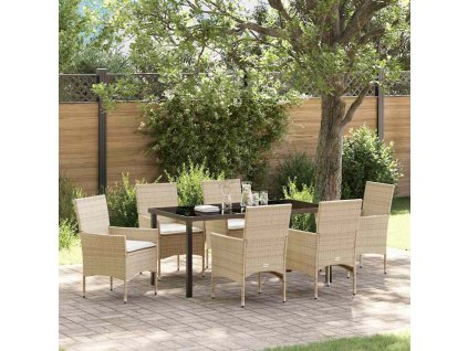Zahradní jídelní souprava s polštářem 7 pcs Béžová polyratan 3379804