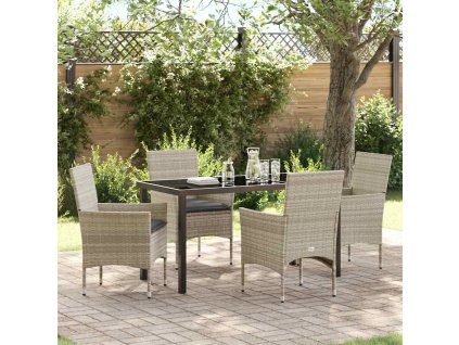 Zahradní jídelní souprava 5 pcs Světle šedá polyratan 3379809