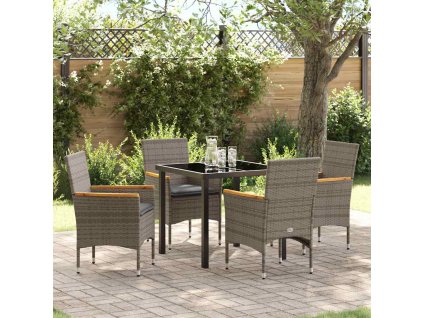 Zahradní jídelní souprava s polštářem 5 pcs Šedá polyratan 3379850