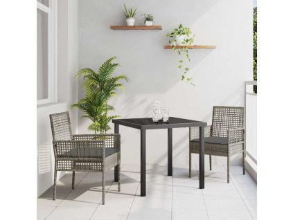 Zahradní jídelní souprava s polštářem 3 pcs Šedá polyratan 3379877