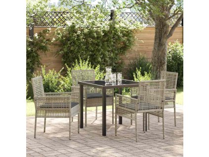 Zahradní jídelní souprava 5 pcs Světle šedá polyratan 3379899