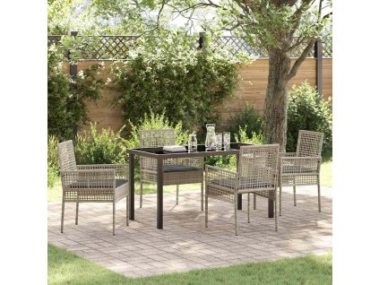 Zahradní jídelní souprava 5 pcs Světle šedá polyratan 3379900