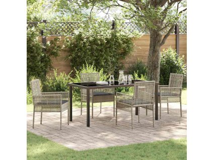Zahradní jídelní souprava 5 pcs Světle šedá polyratan 3379901