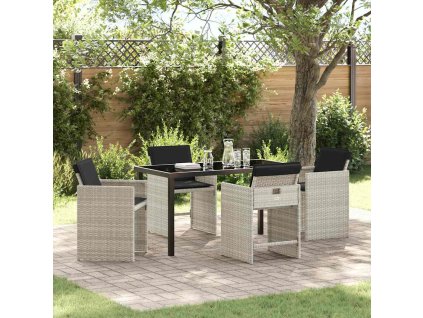 Zahradní jídelní souprava 5 pcs Světle šedá polyratan 3379993