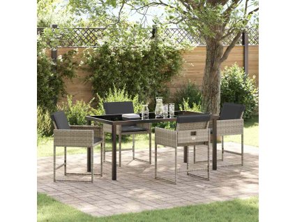 Zahradní jídelní souprava 5 pcs Světle šedá polyratan 3380026