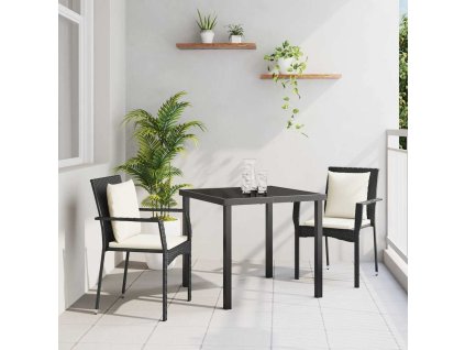 Zahradní jídelní souprava s polštářem 3 pcs Černá polyratan 3380071