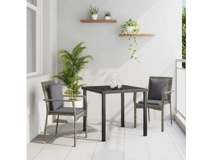 Zahradní jídelní souprava s polštářem 3 pcs Šedá polyratan 3380085