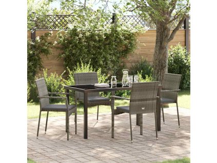 Zahradní jídelní souprava s polštářem 5 pcs Šedá polyratan 3380094
