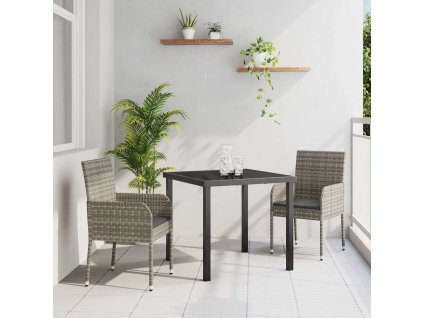 Zahradní jídelní souprava s polštářem 3 pcs Šedá polyratan 3380106