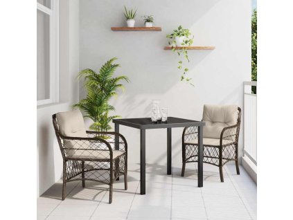 Zahradní jídelní souprava s polštářem 3 pcs Hnědá polyratan 3380211