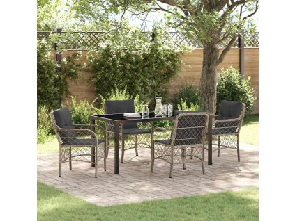 Zahradní jídelní souprava 5 pcs Světle šedá polyratan 3380242