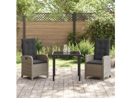 Zahradní jídelní souprava s polštářem 3 pcs Šedá polyratan 3380274