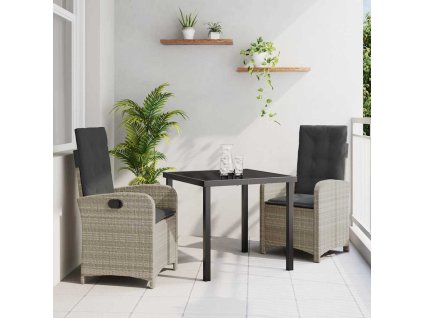 Zahradní jídelní souprava 3 pcs Světle šedá polyratan 3380295