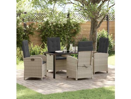 Zahradní jídelní souprava 5 pcs Světle šedá polyratan 3380297