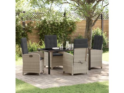 Zahradní jídelní souprava 5 pcs Světle šedá polyratan 3380298