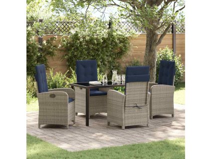 Zahradní jídelní souprava s polštářem 5 pcs Šedá polyratan 3380353