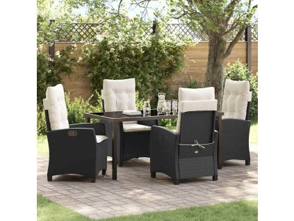 Zahradní jídelní souprava s polštářem 5 pcs Černá polyratan 3380368