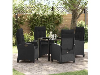 Zahradní jídelní souprava s polštářem 5 pcs Černá polyratan 3380373