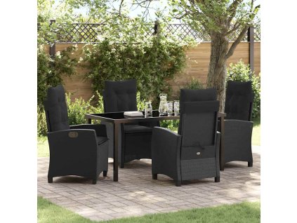 Zahradní jídelní souprava s polštářem 5 pcs Černá polyratan 3380375