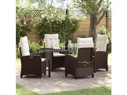Zahradní jídelní souprava s polštářem 5 pcs Hnědá polyratan 3380382