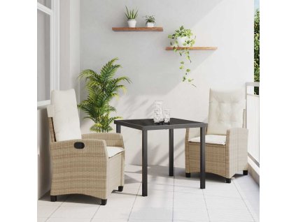 Zahradní jídelní souprava s polštářem 3 pcs Béžová polyratan 3380393
