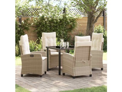 Zahradní jídelní souprava s polštářem 5 pcs Béžová polyratan 3380394