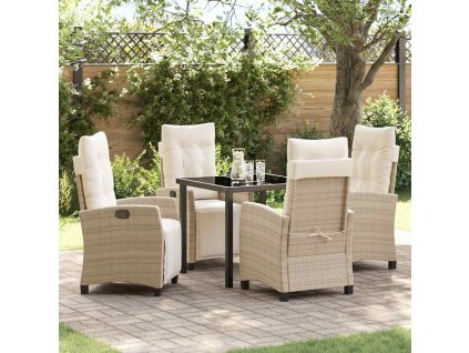 Zahradní jídelní souprava s polštářem 5 pcs Béžová polyratan 3380443