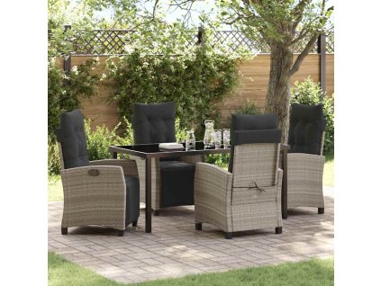 Zahradní jídelní souprava 5 pcs Světle šedá polyratan 3380459