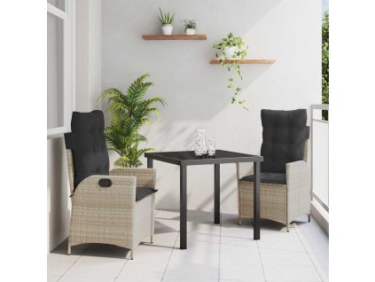 Zahradní jídelní souprava 3 pcs Světle šedá polyratan 3380519