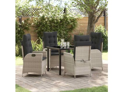 Zahradní jídelní souprava 5 pcs Světle šedá polyratan 3380520