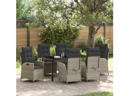 Zahradní jídelní souprava 7 pcs Světle šedá polyratan 3380523