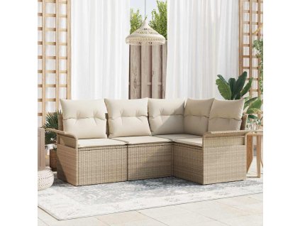 Sada zahradních pohovek s úložištěm 4 pcs Béžová polyratan 3354010