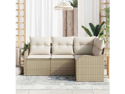 Sada zahradních pohovek s úložištěm 4 pcs Béžová polyratan 3354350