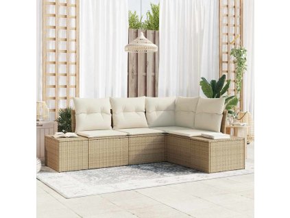 Sada zahradních pohovek 4 pcs Béžová a krémová polyratan 3355710