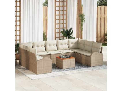 Sada zahradních pohovek 10 pcs Béžovo-bílá 3356293
