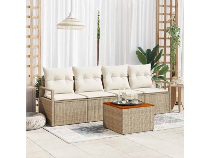 Sada zahradních pohovek 5 pcs Béžová a krémová polyratan 3356307