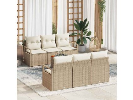 Sada zahradních pohovek 7 pcs Béžovo-bílá 3356321