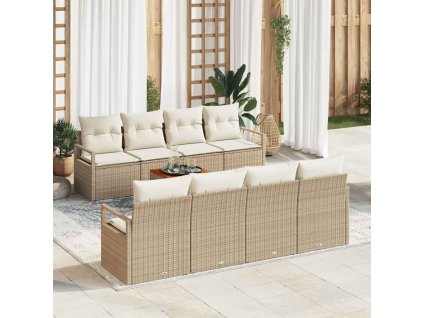 Sada zahradních pohovek 9 pcs Béžová a krémová polyratan 3356349