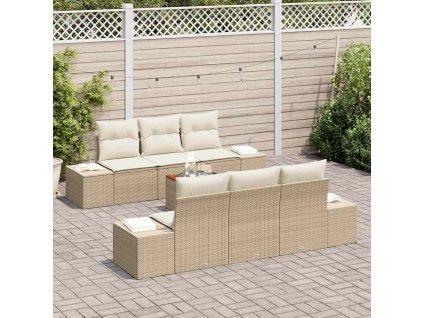 Sada zahradních pohovek 7 pcs Béžovo-bílá 3356573