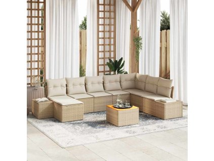 Sada zahradních pohovek 9 pcs Béžovo-bílá 3356664