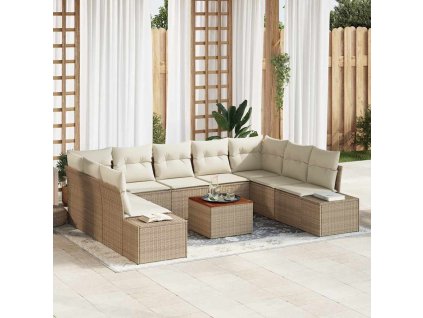 Sada zahradních pohovek 10 pcs Béžovo-bílá 3356671