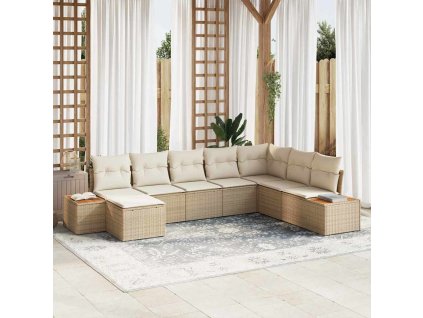 Sada zahradních pohovek 9 pcs Béžová a krémová Polyratan 3356816