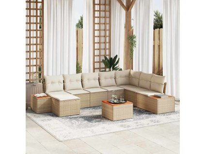 Sada zahradních pohovek 9 pcs Béžová a krémová Polyratan 3356821