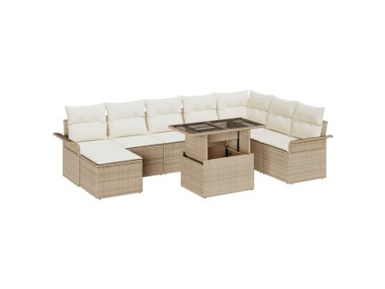 Sada zahradních pohovek s polštářem 9 pcs Béžová a krémová 3357074