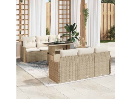 Sada zahradních pohovek 7 pcs Béžová 100 x 55 x 73 cm 3357124