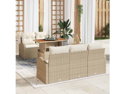Sada zahradních pohovek s úložištěm 6 pcs Béžová Poly ratan 3358262