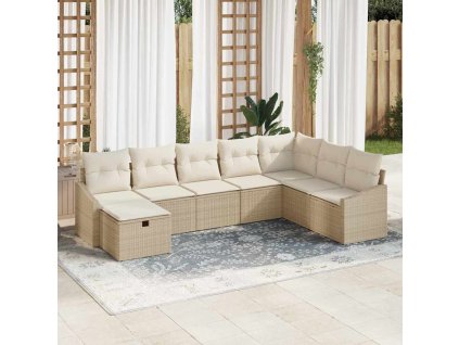 Sada zahradních pohovek 8 pcs Béžová 55 x 62 x 69 cm Poly ratan 3360662