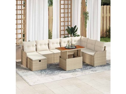 Sada zahradních pohovek 9 pcs Béžová polyratan 3361288